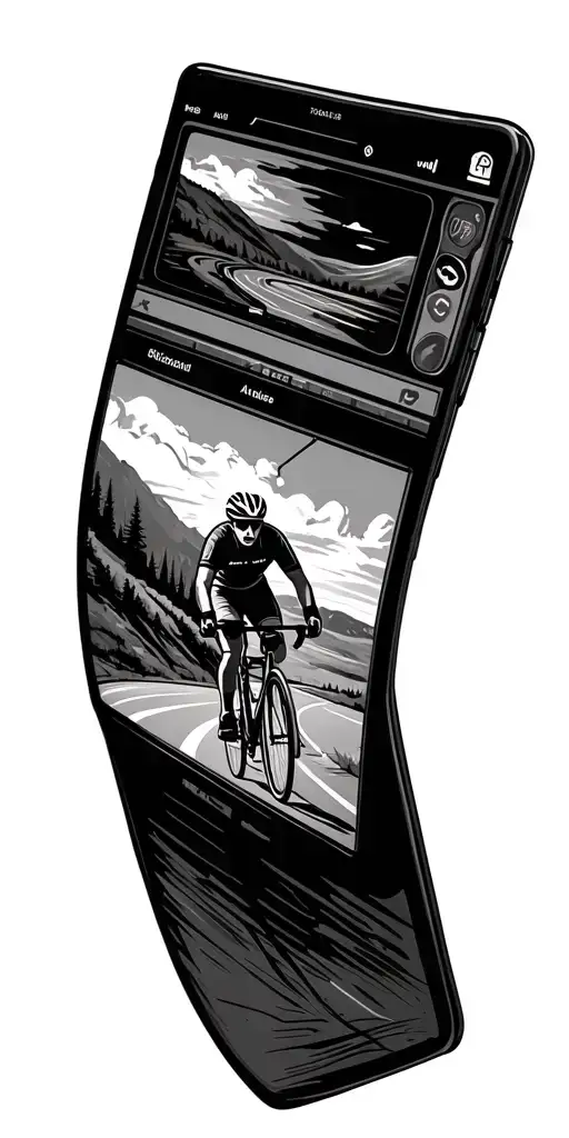 Tv Screen Displaying A Scenic Cycling Route