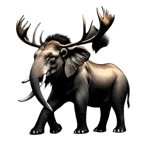 Elephant With Moose And Lion