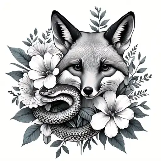 May And August Birth Flower Bouquet With Snake And Fox