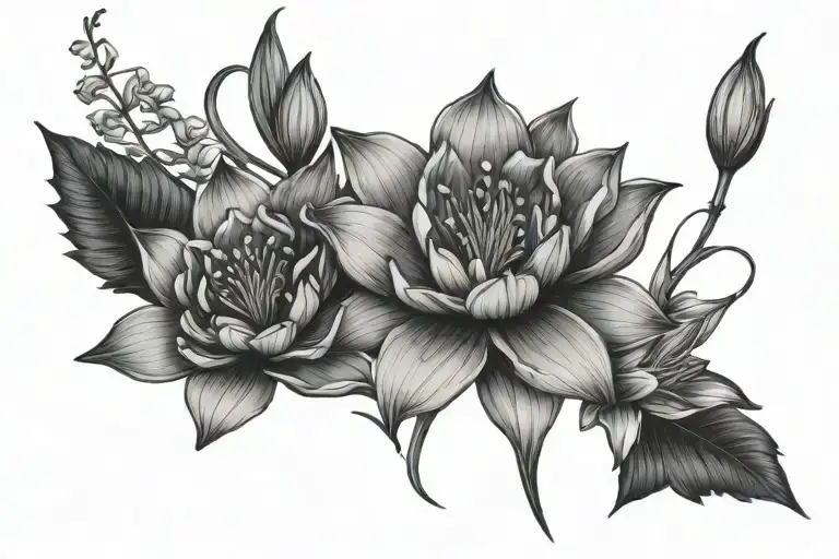 Larkspur And Water Lily Intertwined