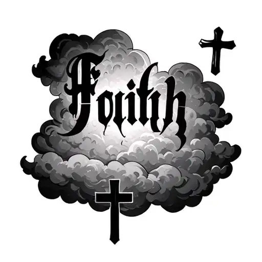 Prison Clouds With Word Faith With Crosses All Over