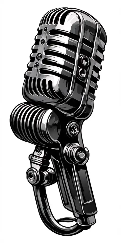 A Vintage Microphone With Mechanical Elements Incorporated Into The Design