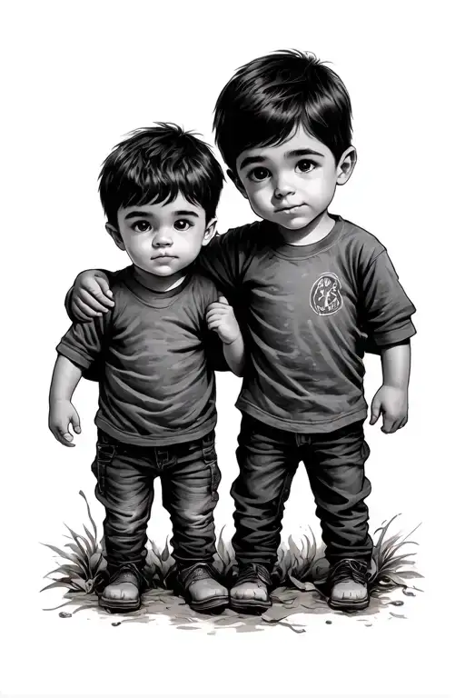 Older Brother Arm Around Little Brother My Brothers Keeper