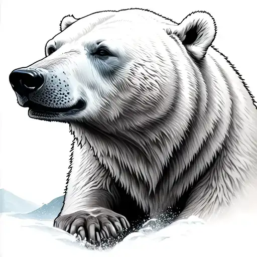 Realistic Fierce Polar Bear Tattoo Design