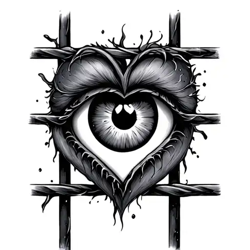 Heart And Eye Behind Prison Bars