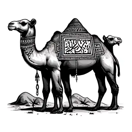 Camels Surrounded By Berber Sign