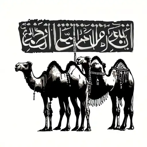 Camels Surrounded By Berber Sign