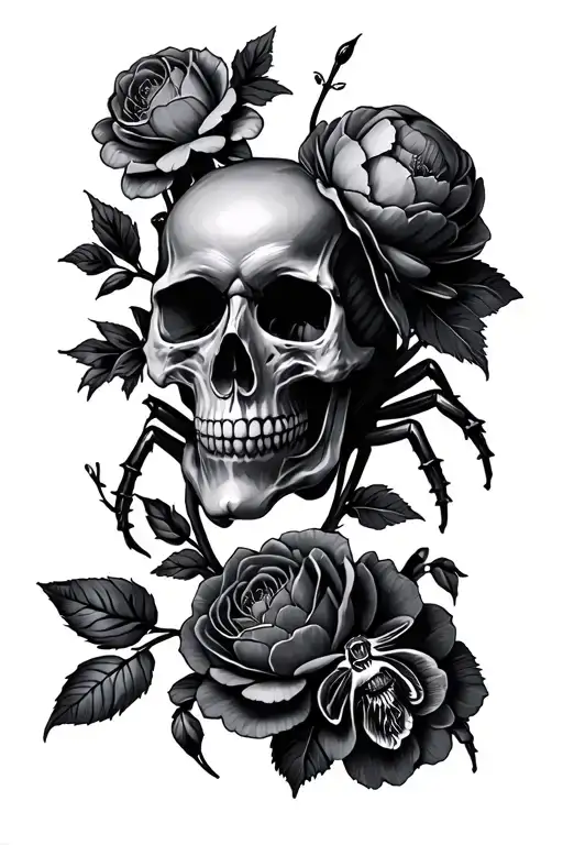 Gothic Flowers Skulls Spiders