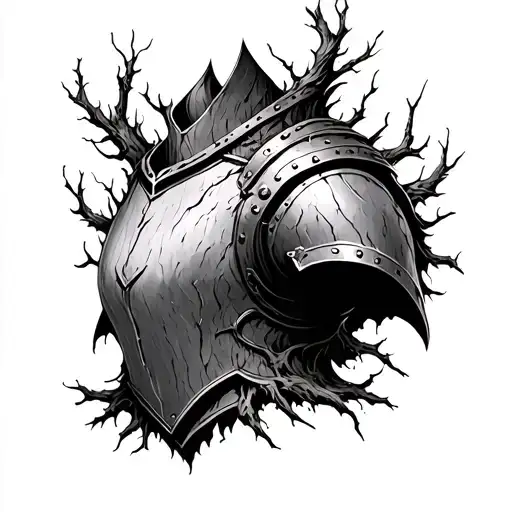 Tree Bark Emblazoned On Armor