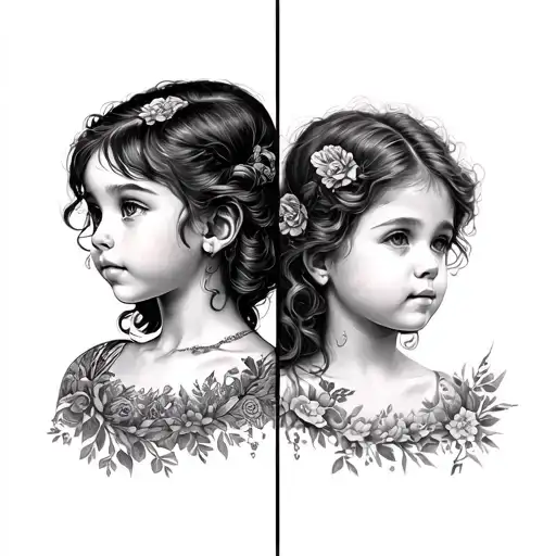 Two Sides Of A Female Person Childhood And Grown
