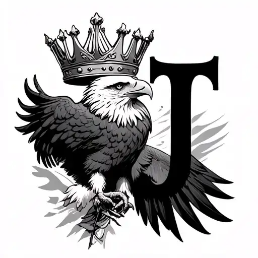 Eagle Holding Crown With A Letter J