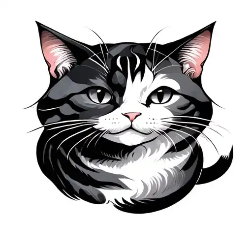 Japanese Style Tattoo In Colors Of Three Cats
