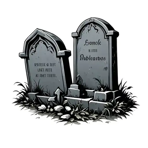 Graveyard Scene With Tombstones