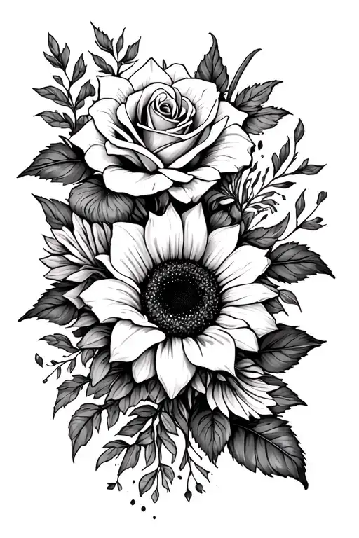 Roses Sunflower And Tiger Lilly Bold Black And White Wrist