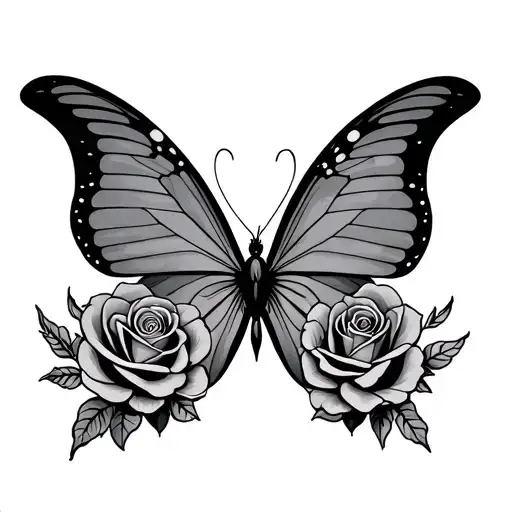 Semi Colon Butterfly With Roses