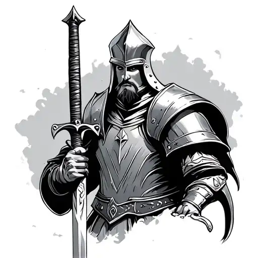 Medieval Knight Holding A Sword