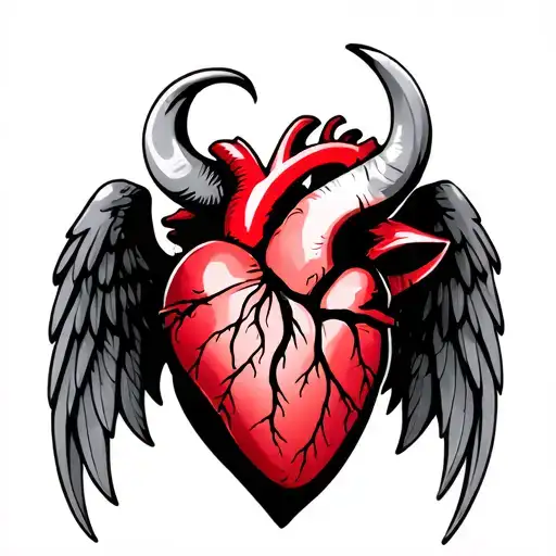 Bull Heart With Colored Wings