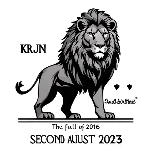 The Name Krijn Written Underneath A Full Body Lion And His Birthdate The Second Of August 2025