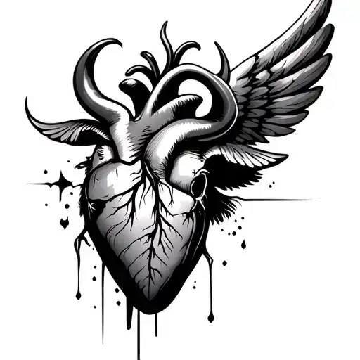 Bull Heart With Colored Wings