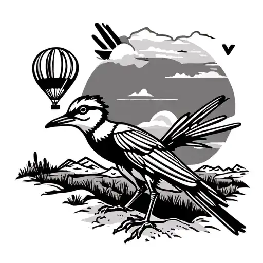 New Mexico Including Roadrunner And Zia Symbol And Hot Air Balloon