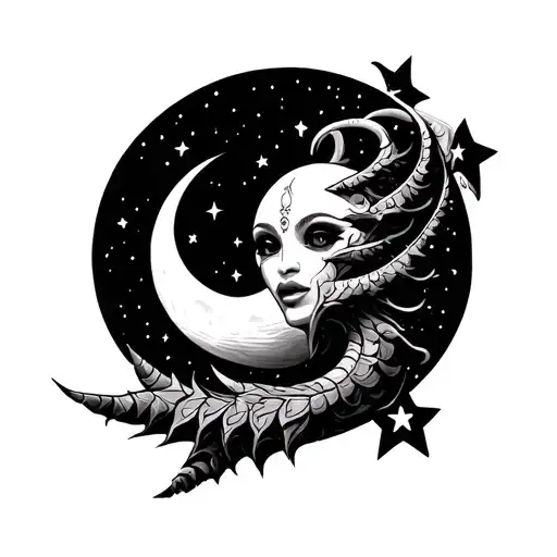 Triketra With The Moon And Stars And Moon