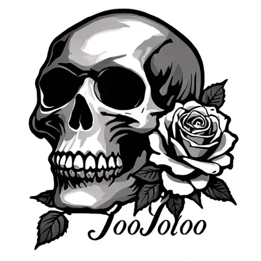 Skull And Roses Small Text ' Joojoo'