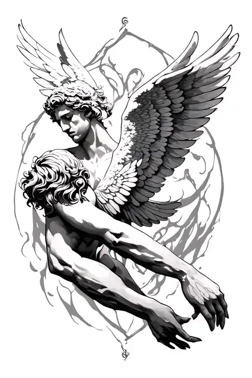 Icarus Falling Wings Wrapping Around Arm