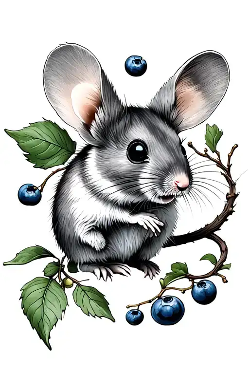 Mouse And Blueberry Bush