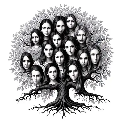 Family Tree With Each Member Represented