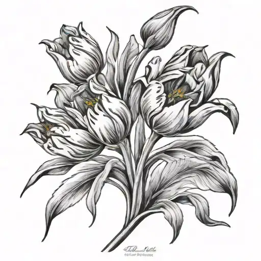 Thorned Tulips Black