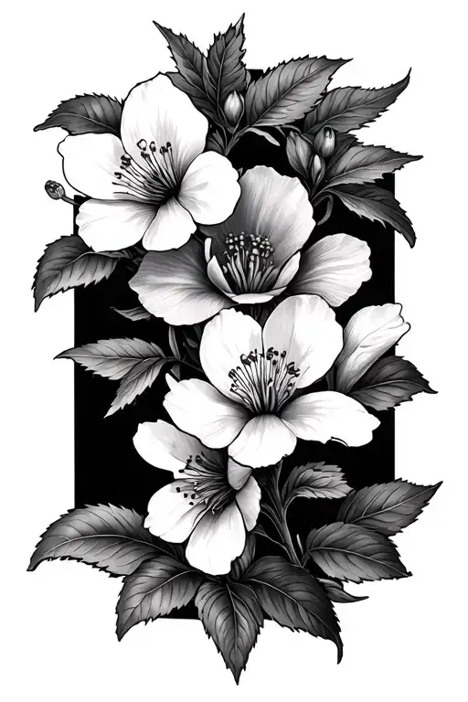 Cherry Blossoms And Belladonna Flower