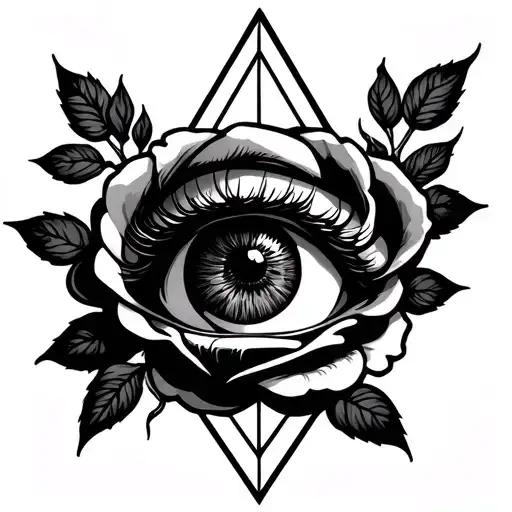 Eye Of Providence With Rose Surrounded Geometric Style Minimal