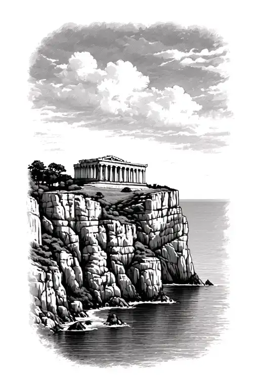 Greek Acropolis On A Seaside Cliff