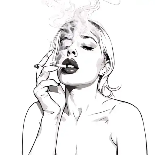 A Woman Smoking A Cigarette