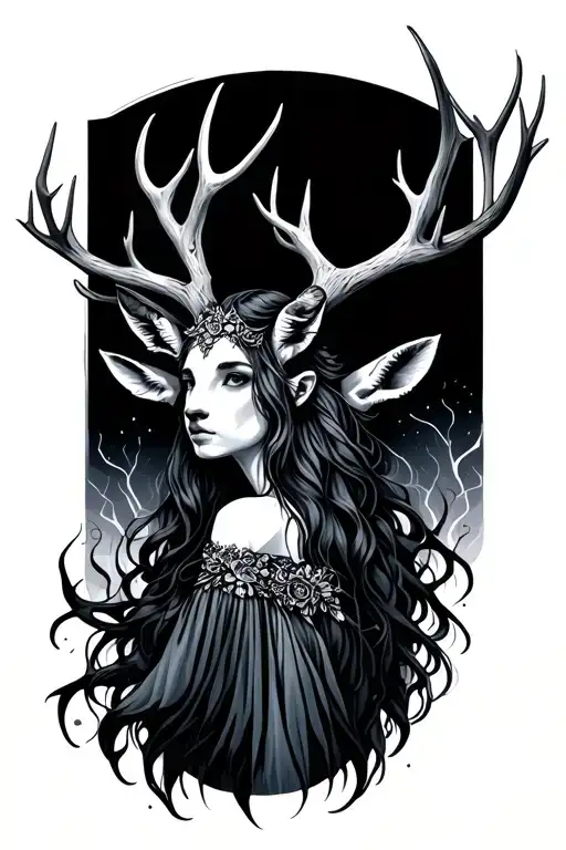 Ametrius Goddess With Deer Antler