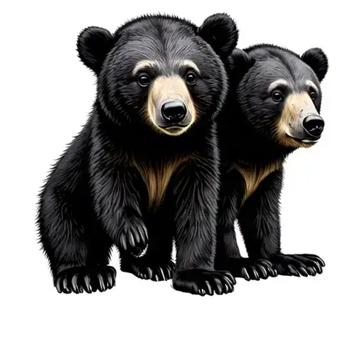 Three Bear Cubs Simple Black