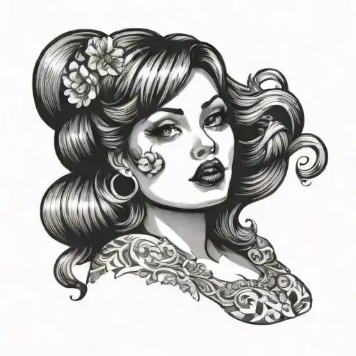 Fat Woman Pin Up Girl Long Hair