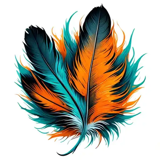 Blue Green And Orange Feather