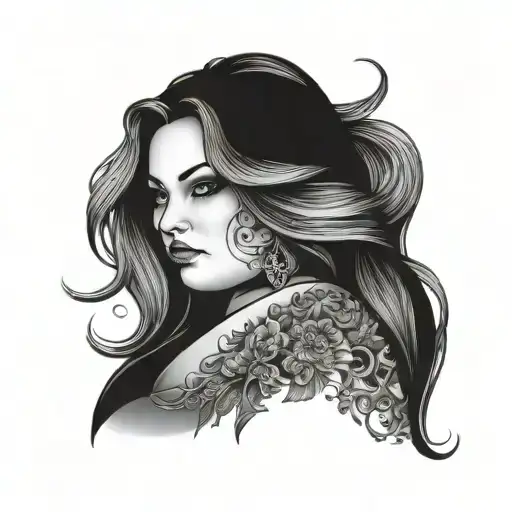 Beautiful Fat Woman With Long Hair Posing