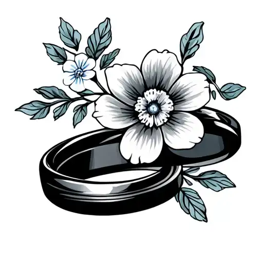 Wedding Ring And Forget Me Not Flower