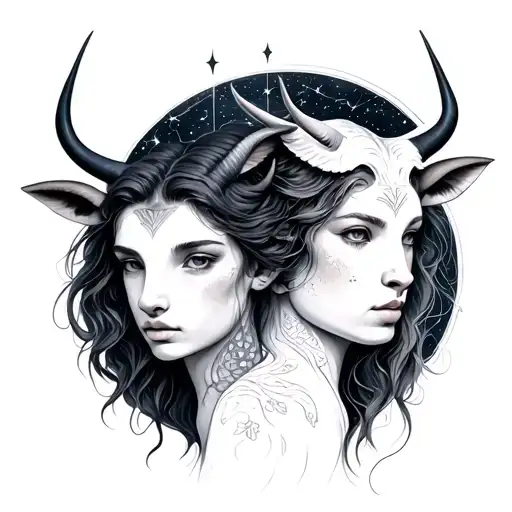 Virgo And Taurus With Their Constellation