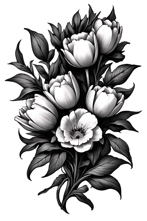 Vines And Tulips Coming