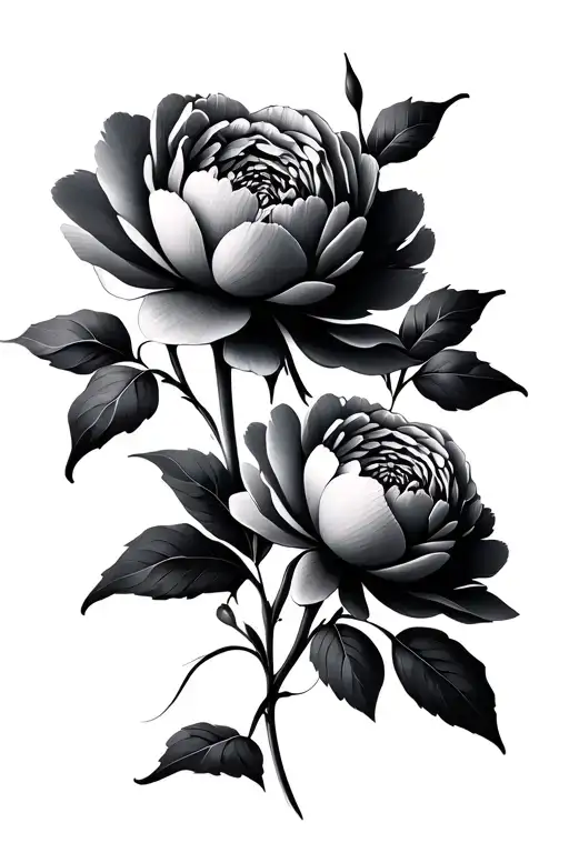 Geometric Peony Flowers