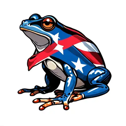 Frog With Puerto Rico And Honduras Flag Intertwined