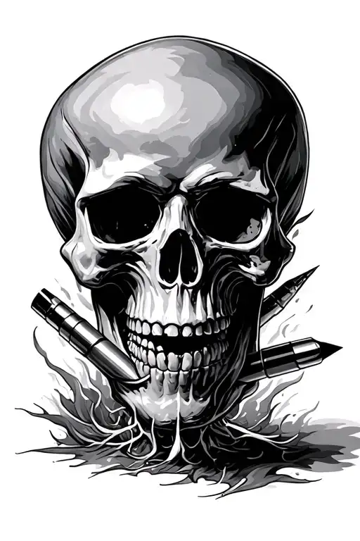 Skull Bullet In Teeth