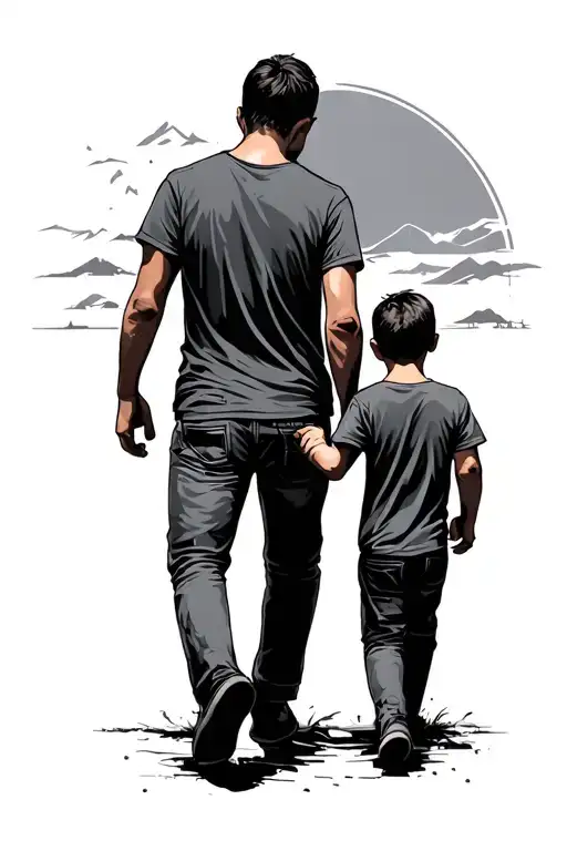 Father And Son Walking