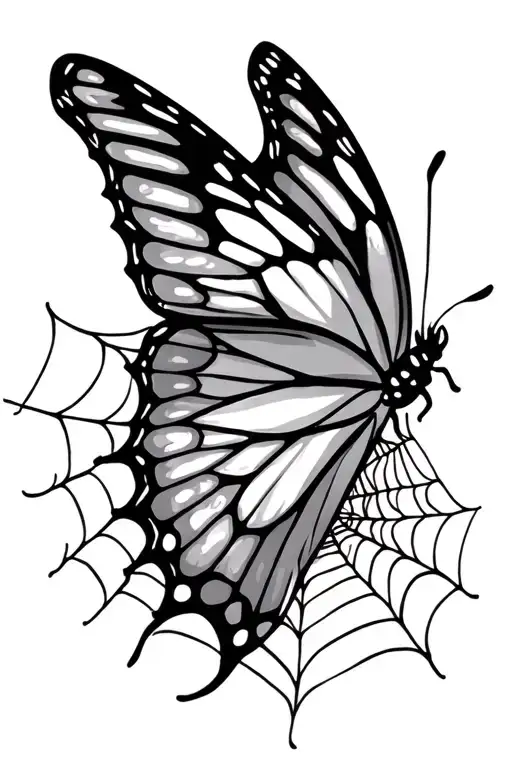Butterfly With Wings Made Of Spiderwebs