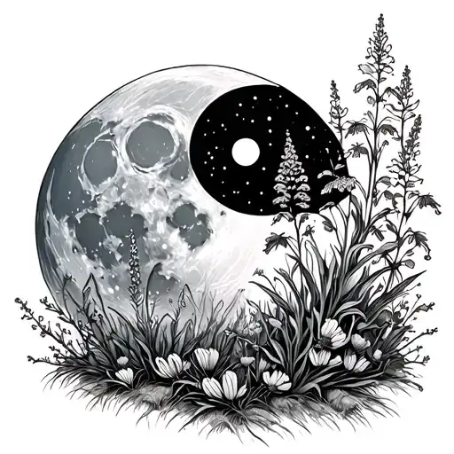 Waning Gibbous With Montana Wildflowers Growing