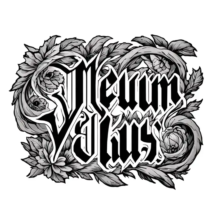 Meum Volnus In New Roman Font The Letter And Jaron In Cursive In Middle