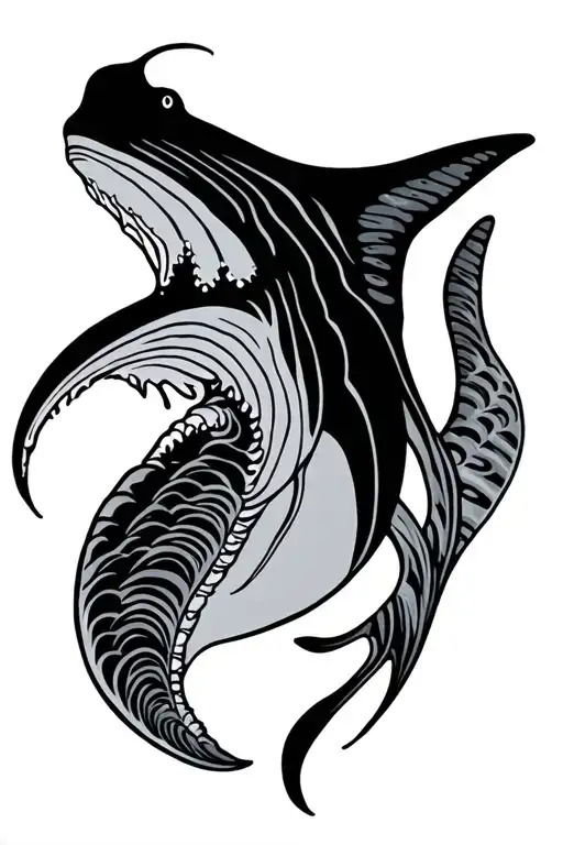 Mantaray With Designs And Some Waves